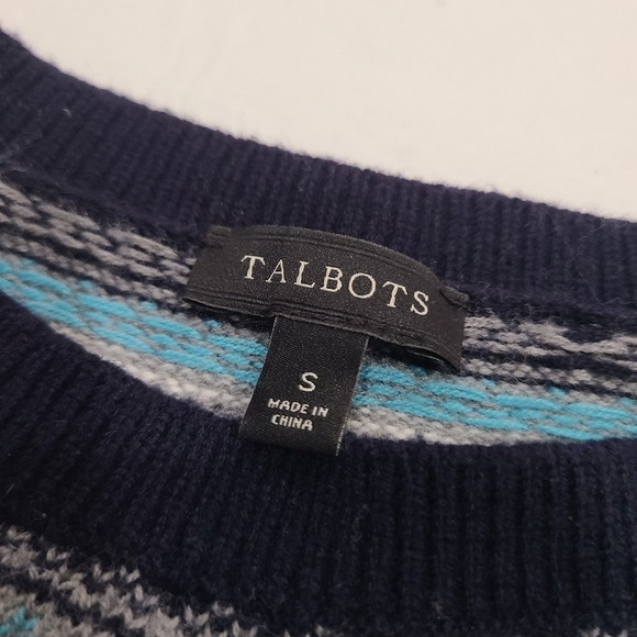 Talbots Navy Blue Fair Isle Sweater Women's Size S - Picture 6 of 9
